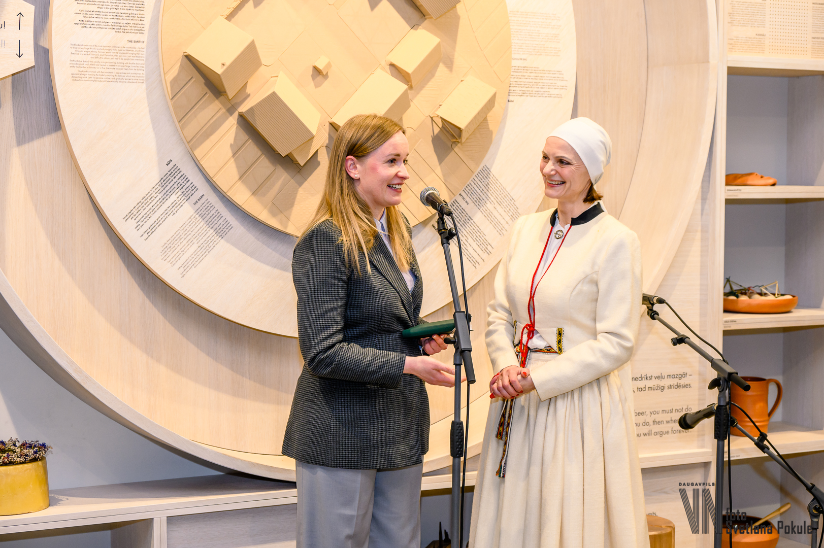 Represetatives of the project and programme giving a speech at the opening of the exhibition