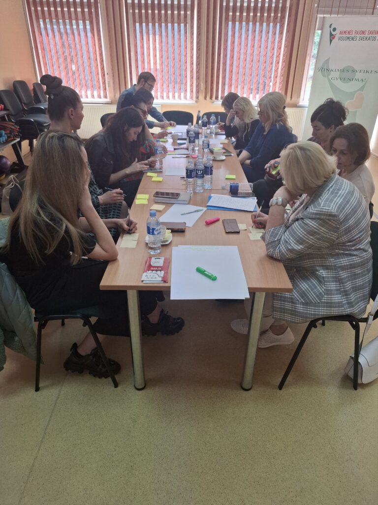 Workgroup of the project team, people sitting at the table