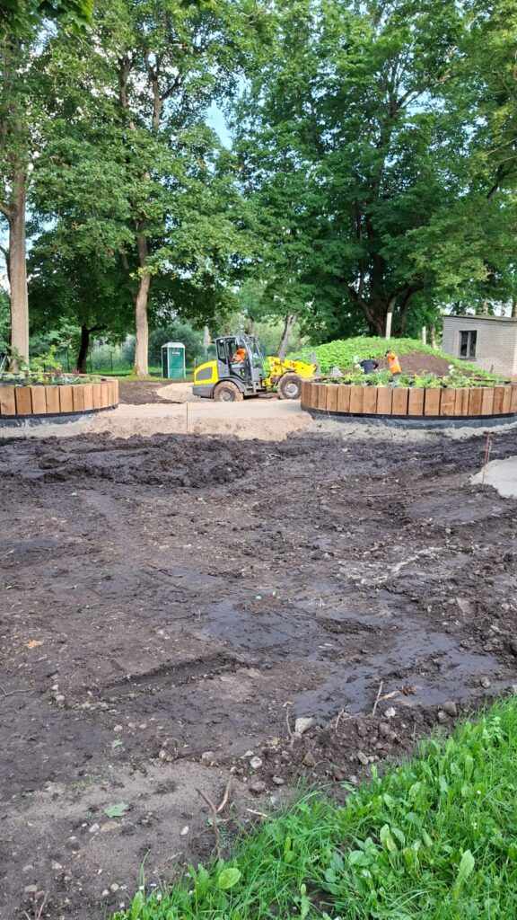 Photo of construction works in the garden