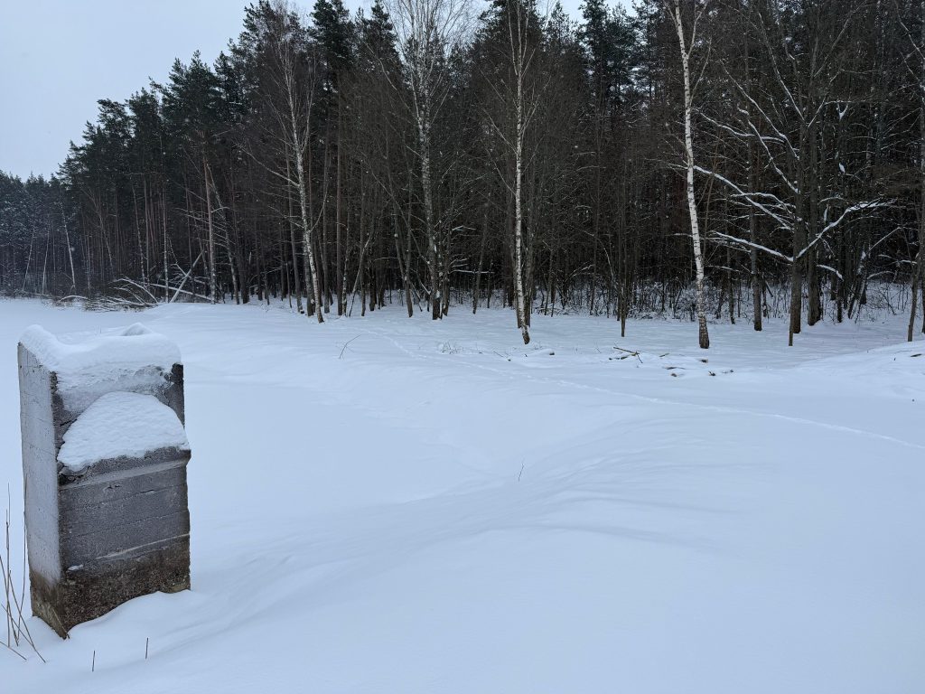 Snow-covered landscape with a wooden fence in the foreground, surrounded by a dense forest of trees. The scene captures a serene winter atmosphere with a blanket of fresh snow and a clear sky. Snow-covered landscape with a wooden fence in the foreground, surrounded by a dense forest of trees. The scene captures a serene winter atmosphere with a blanket of fresh snow and a clear sky.