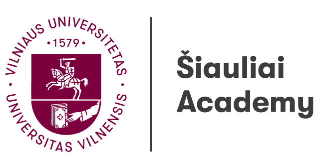 Logo of Vilnius University Šiauliai Academy featuring the university's emblem with a knight and the text "Šiauliai Academy" in modern typography. Logo of Vilnius University Šiauliai Academy featuring the university's emblem with a knight and the text "Šiauliai Academy" in modern typography.